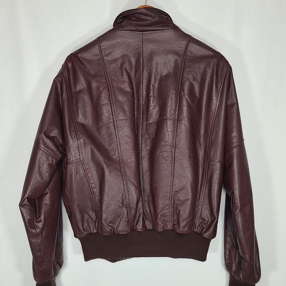 Bachrachs Burgundy Men's Leather Bomber Jacket Knit Cuffs Medium - Picture 4 of 4